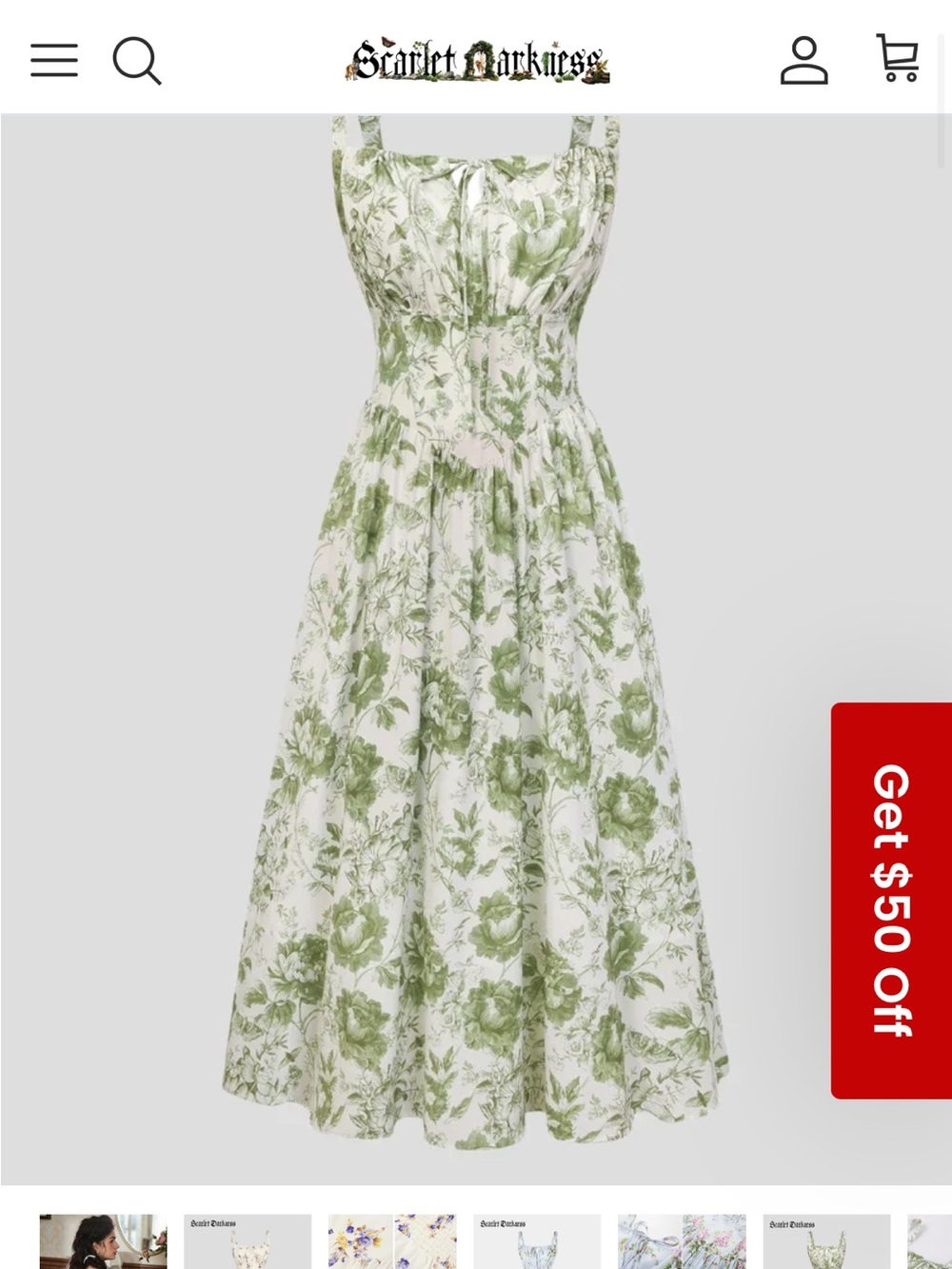 Scarlet Darkness viral green floral milkmaid dress